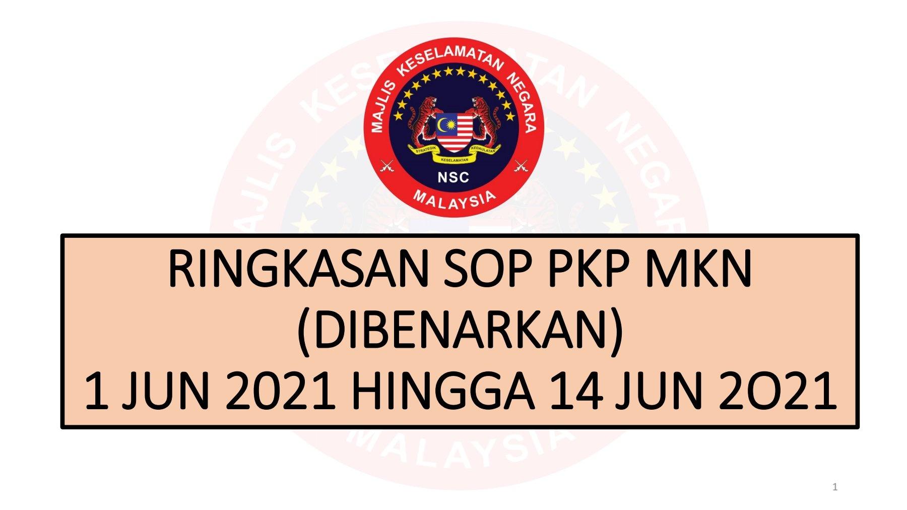 RINGKASAN SOP PKP MKN (DIBENARKAN) 1 JUN 2021 HINGGA 14 JUN 2021