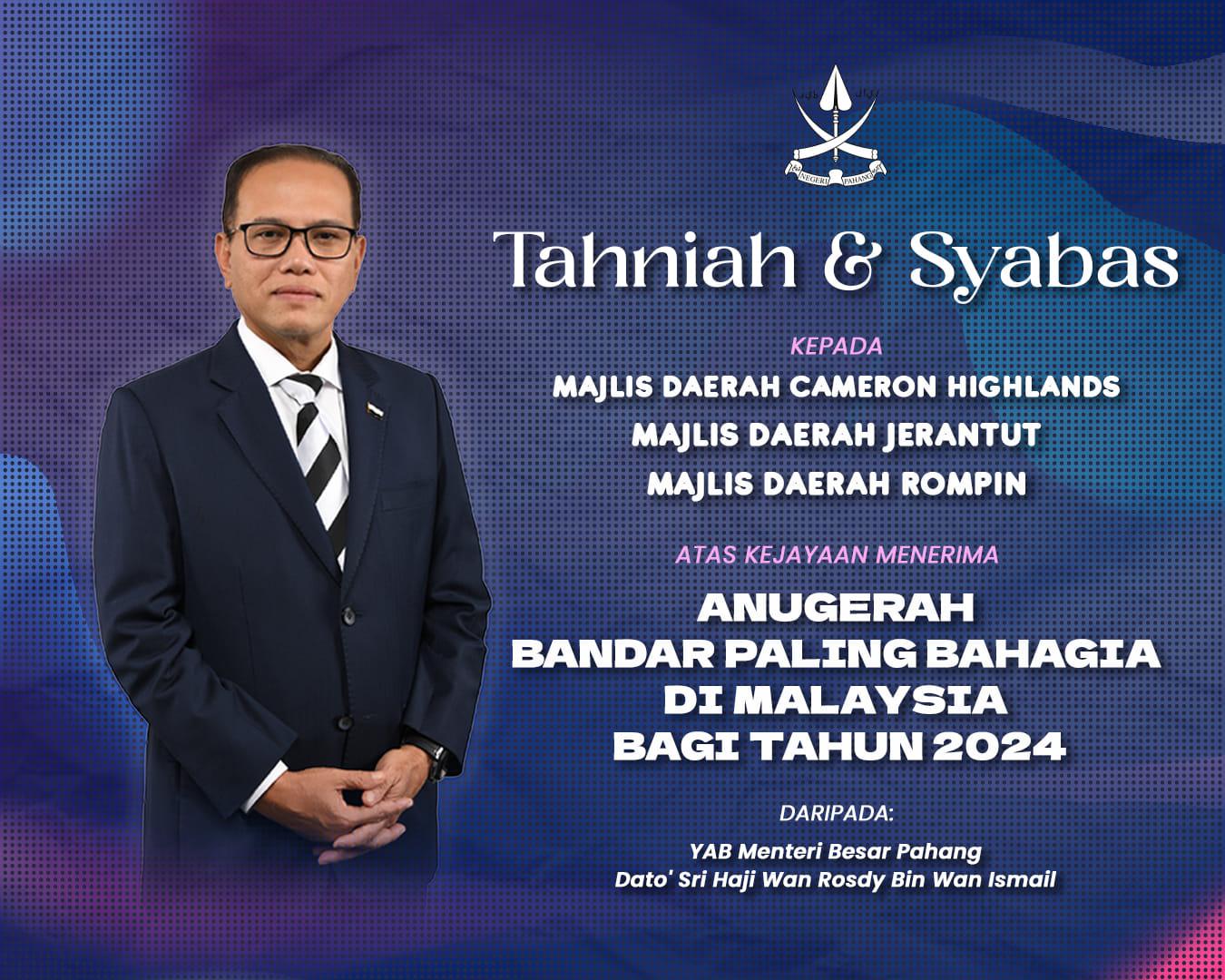 ANUGERAH BANDAR PALING BAHAGIA DI MALAYSIA BAGI TAHUN 2024