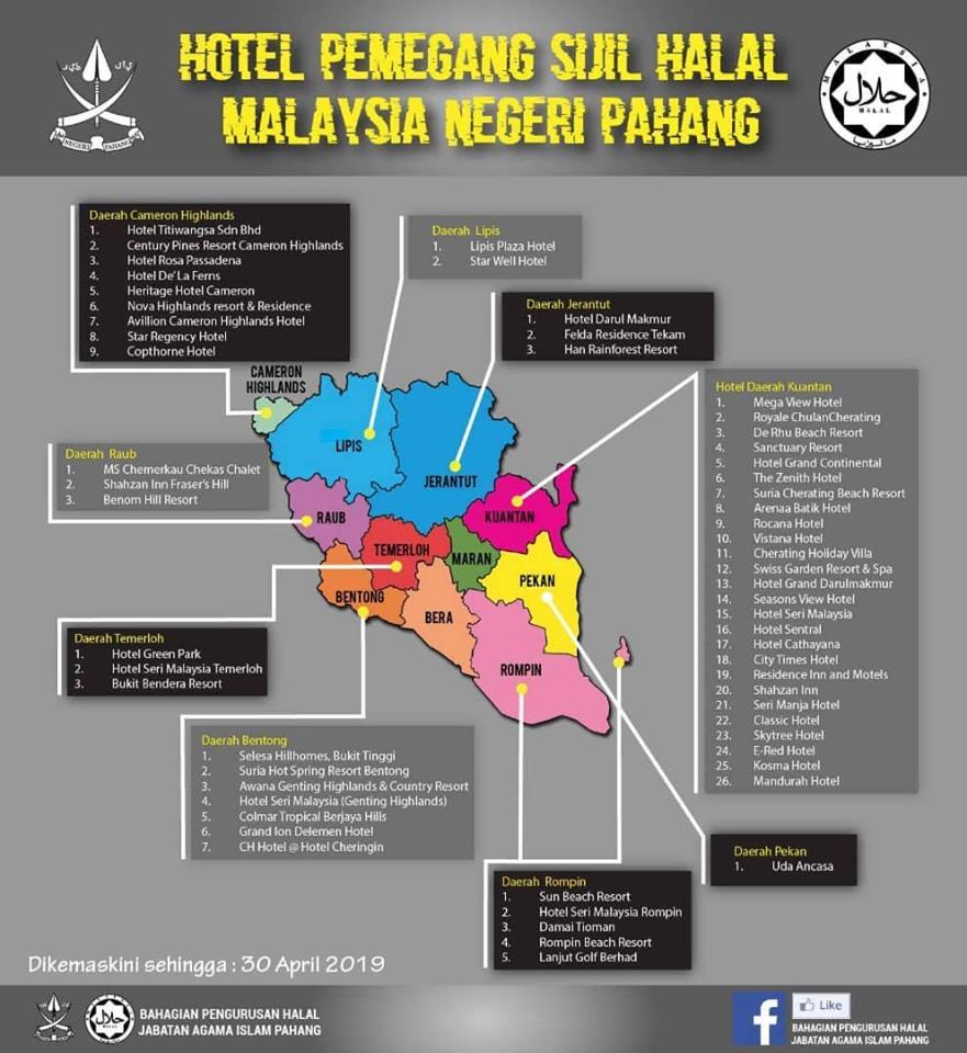 Senarai Pemegang Sijil Halal Malaysia Negeri Pahang Hotel